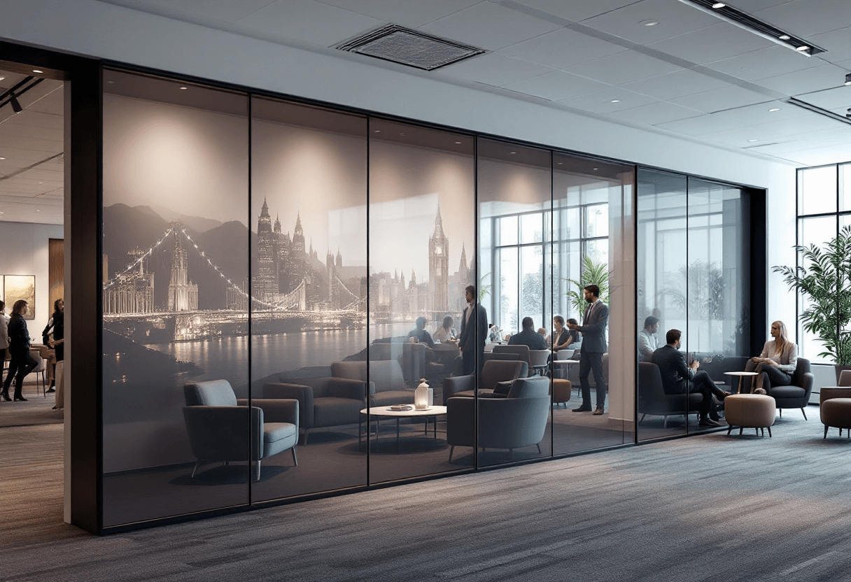 Cloison publicitaire pour espace lounge